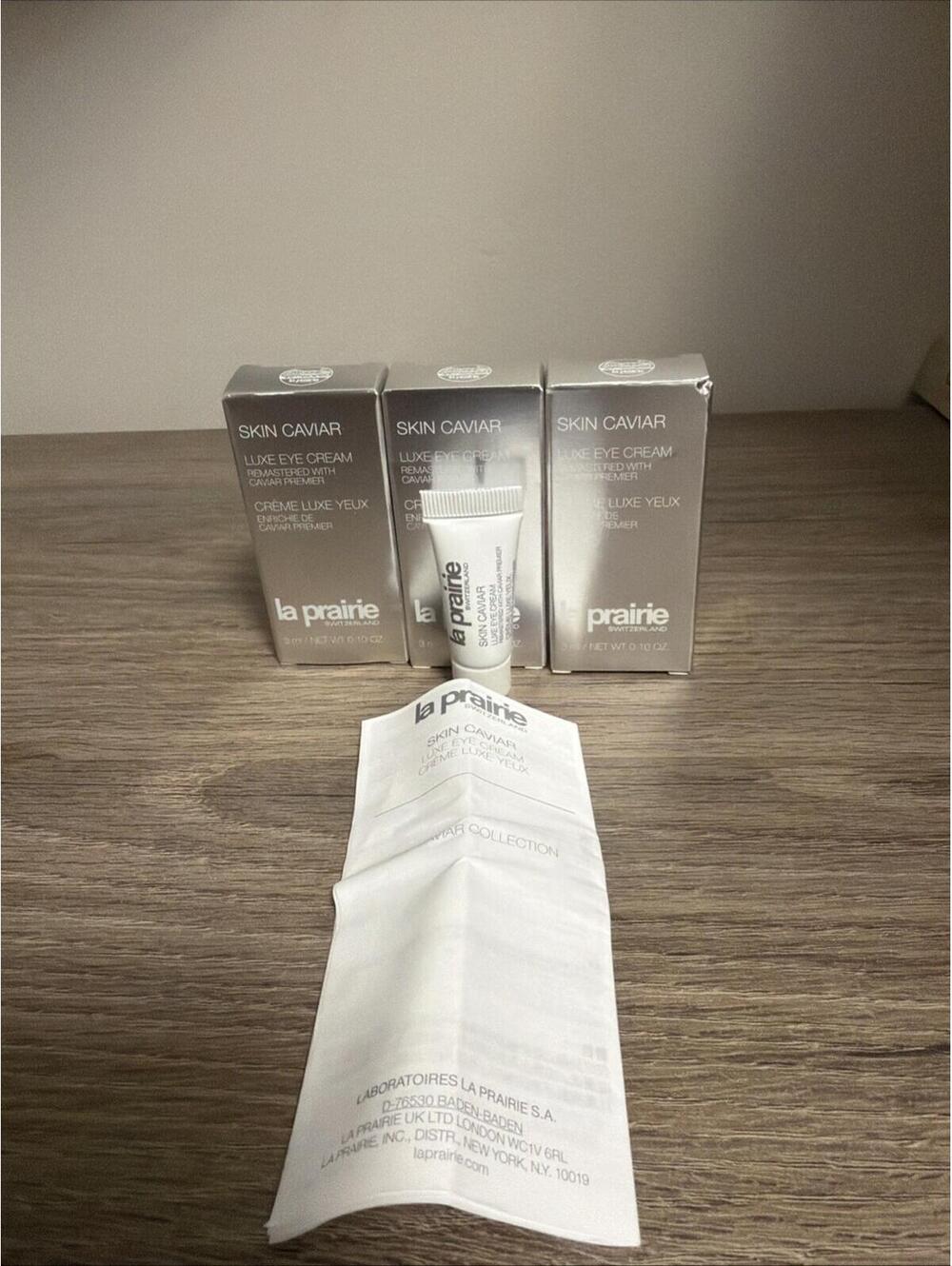 3 X La Prairie Skin Caviar Luxe Eye Cream TRAVEL SIZE: 0.10 oz/ 3 ml NEW FRESH
